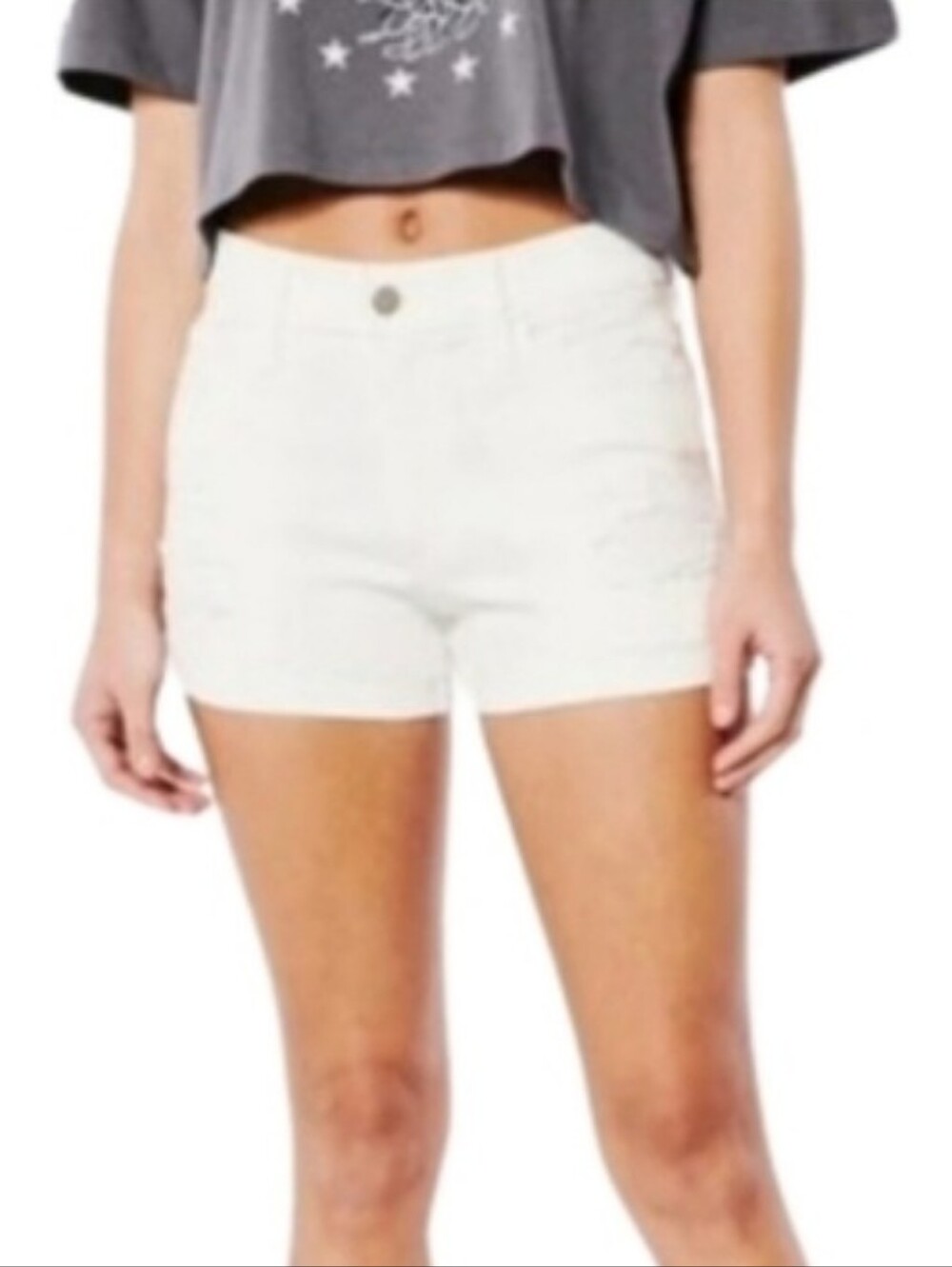 Hollister White High Waisted Denim Rolled Hem Jeans Shorts Women's Size 5/27